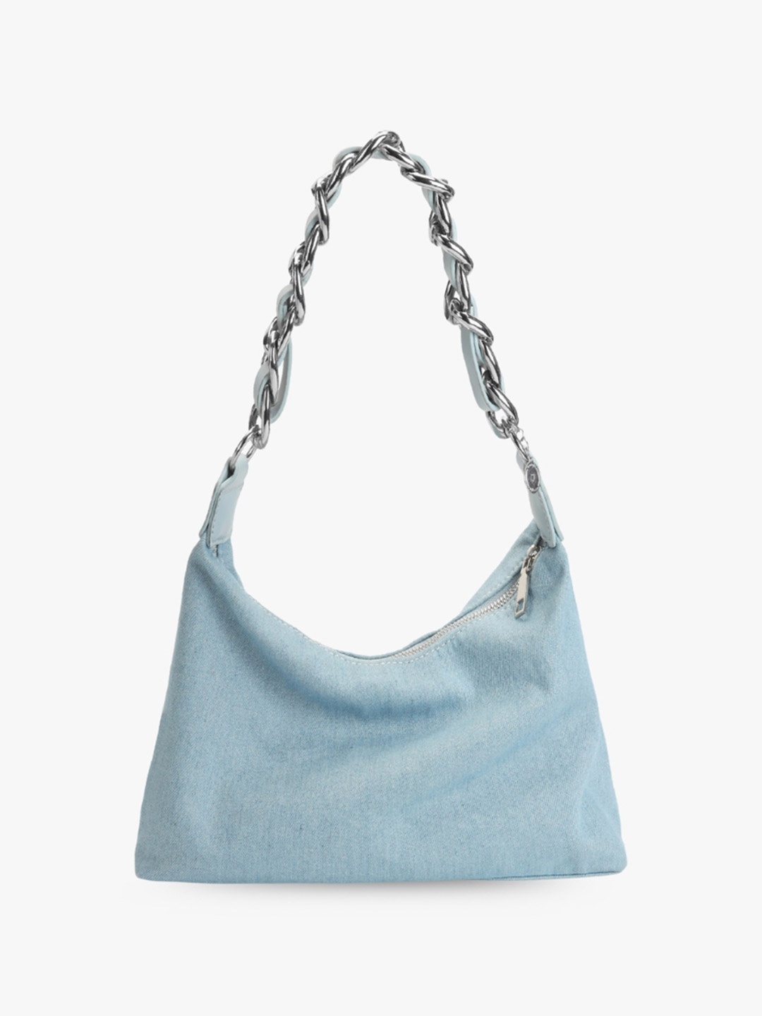 

EcoRight Denim Structured Shoulder Bag with Chain Handle, Blue