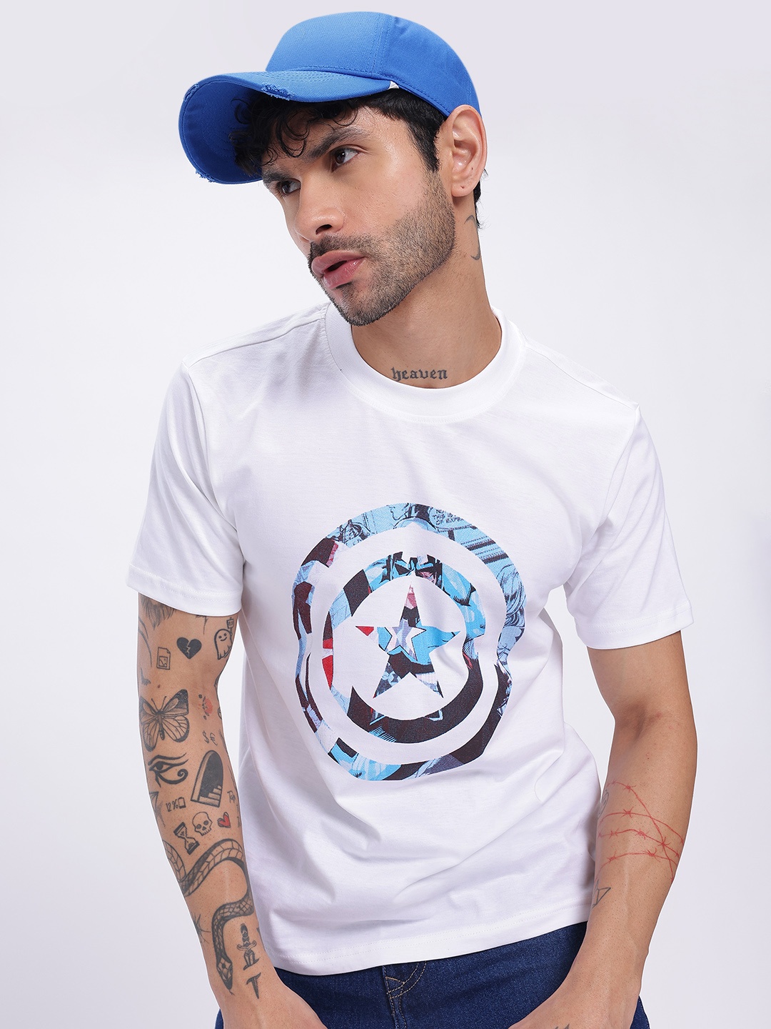 

glitchez Starry Captain Printed Regular Fit T-shirt, White
