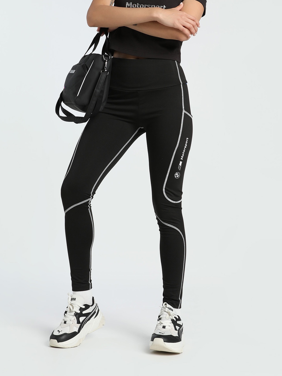 

PUMA Motorsport Women BMW M Motorsport Lifestyle Mid-Rise Tights, Black