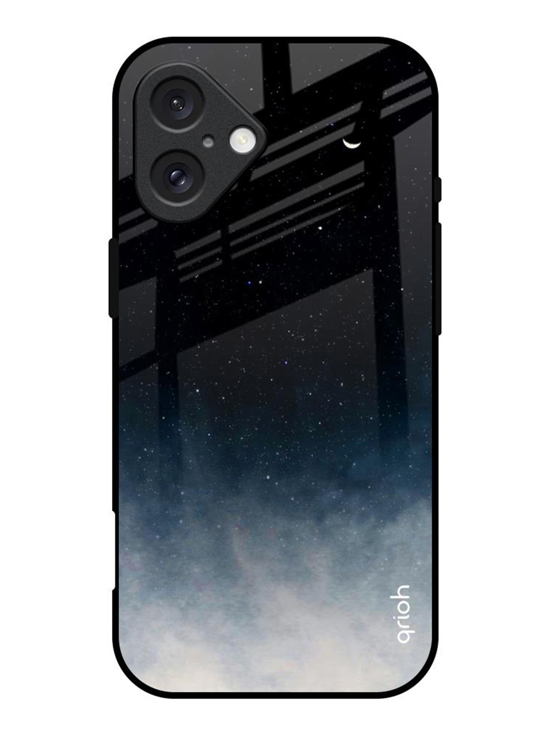 

QRIOH Abstract Aura Glass iPhone 16 Back Case, Black