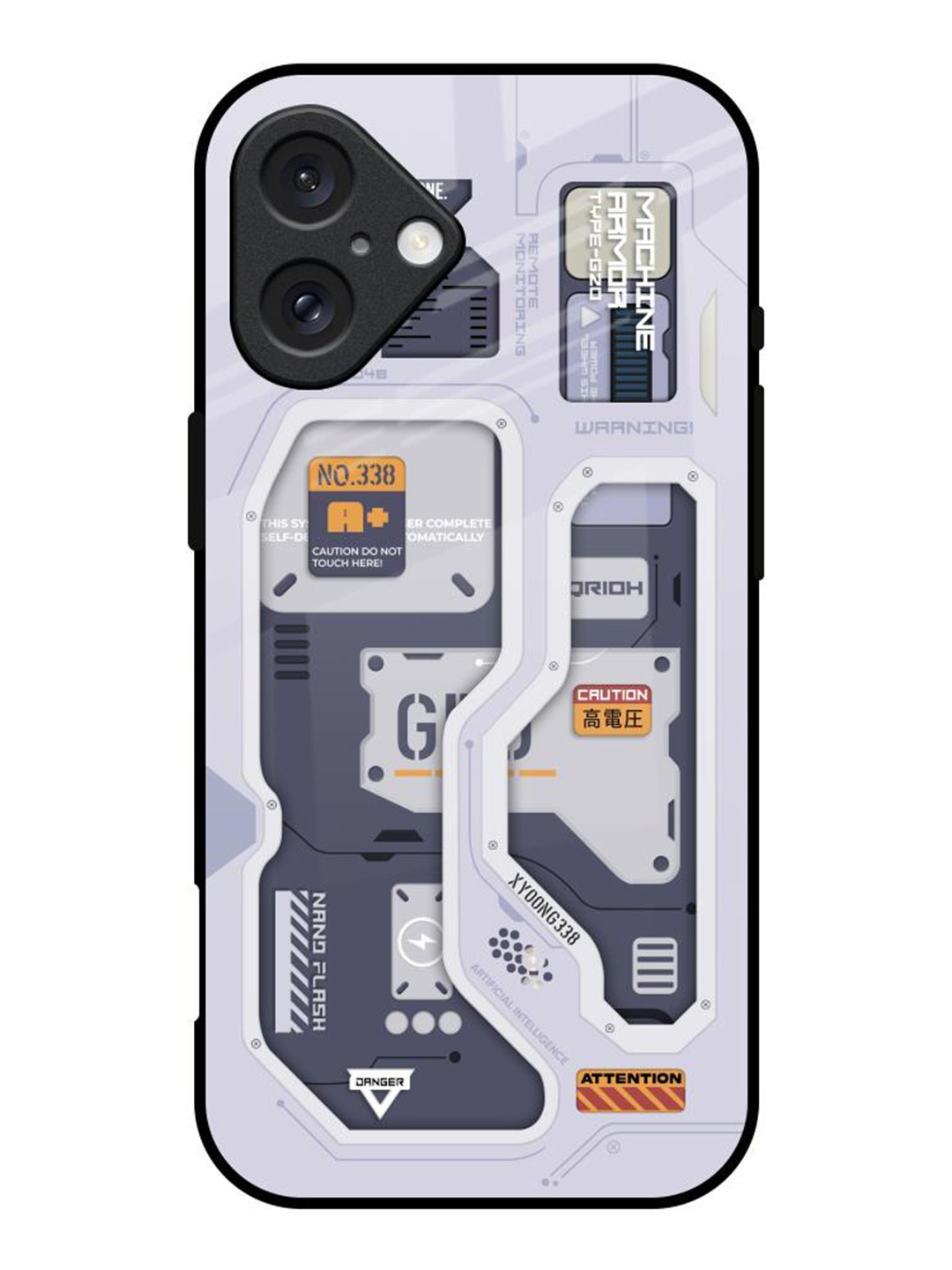 

QRIOH Typography Tech Savvy Glass iPhone 16 Back Case, Grey