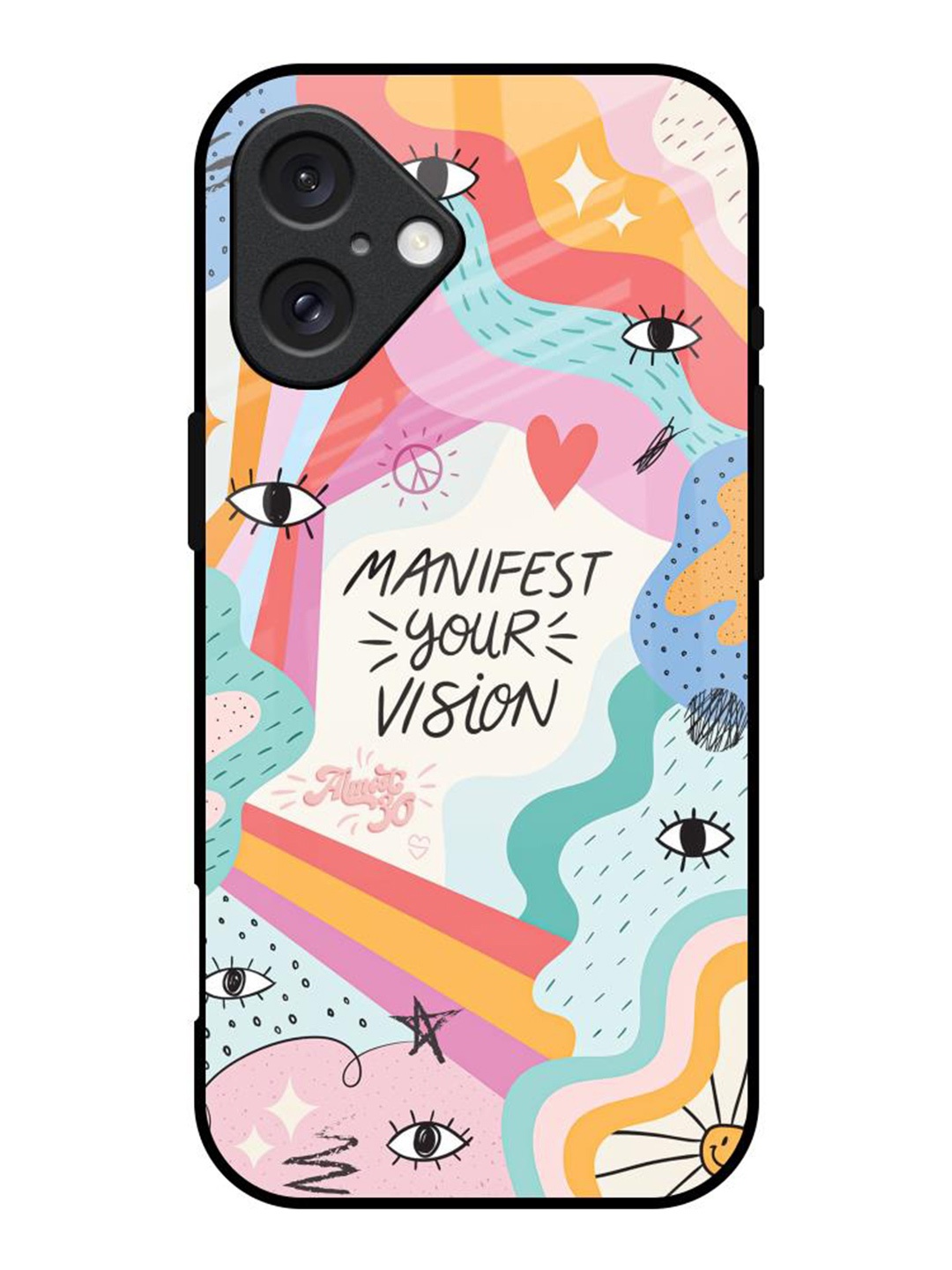 

QRIOH Abstract Vision Manifest Glass iPhone 16 Back Case, White