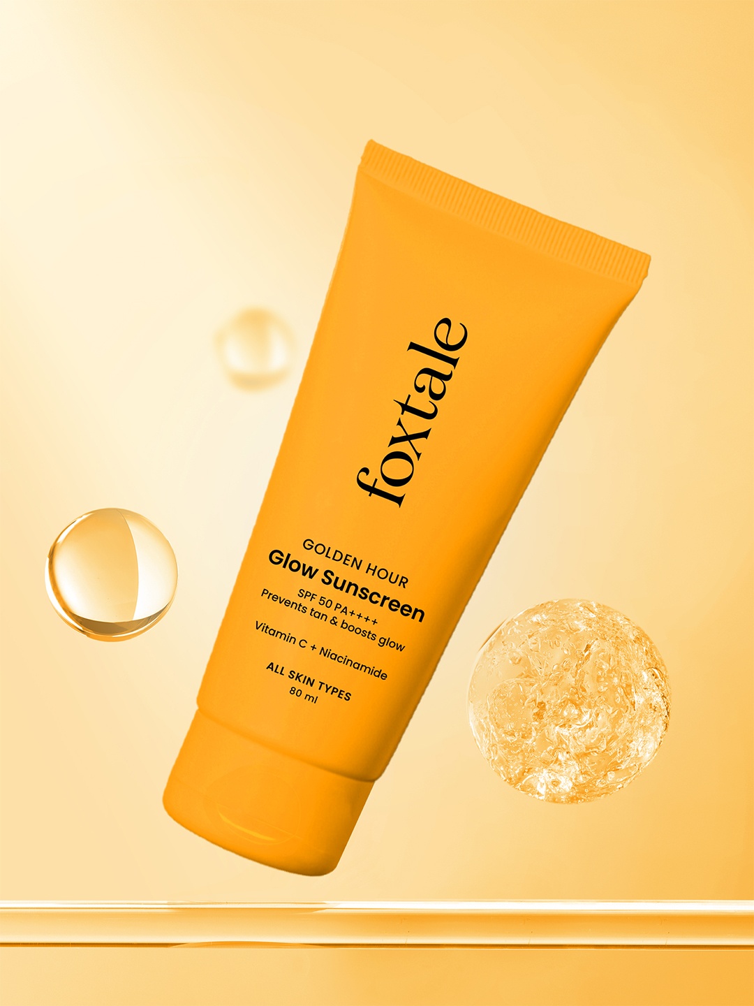 

FoxTale Golden Hour Glow Sunscreen SPF 50 PA++++ With Vitamin C & Niacinamide - 80 ml, Orange