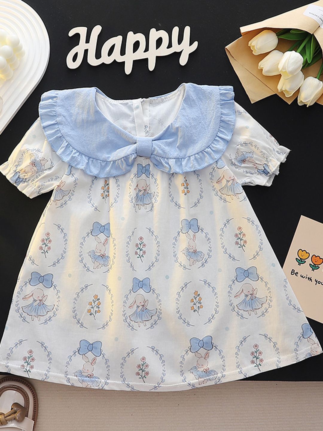

YK Floral Print Fit & Flare Dress, Blue