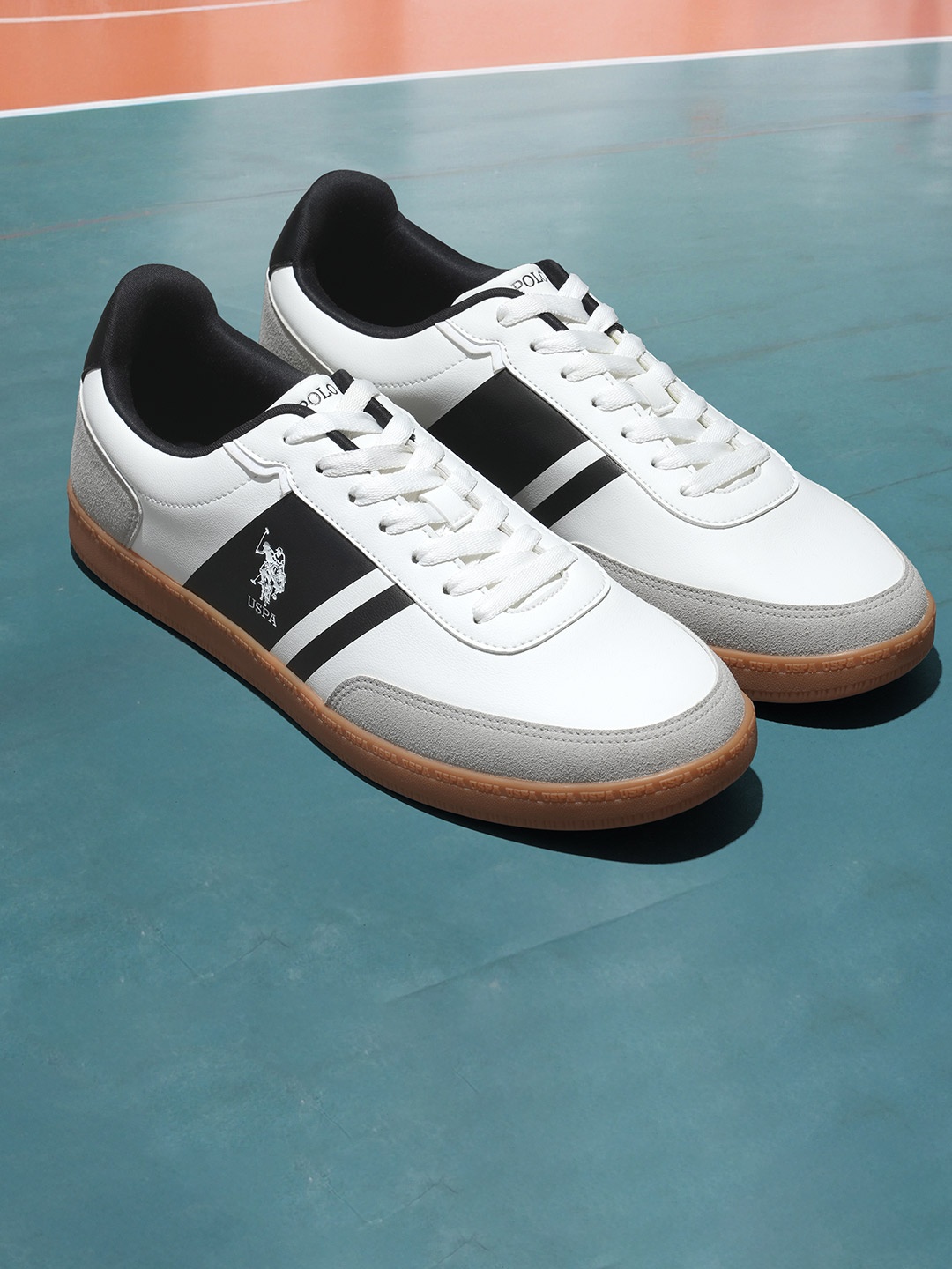 

U.S. Polo Assn. Men Colourblocked PU Lace-Ups Sneakers, White