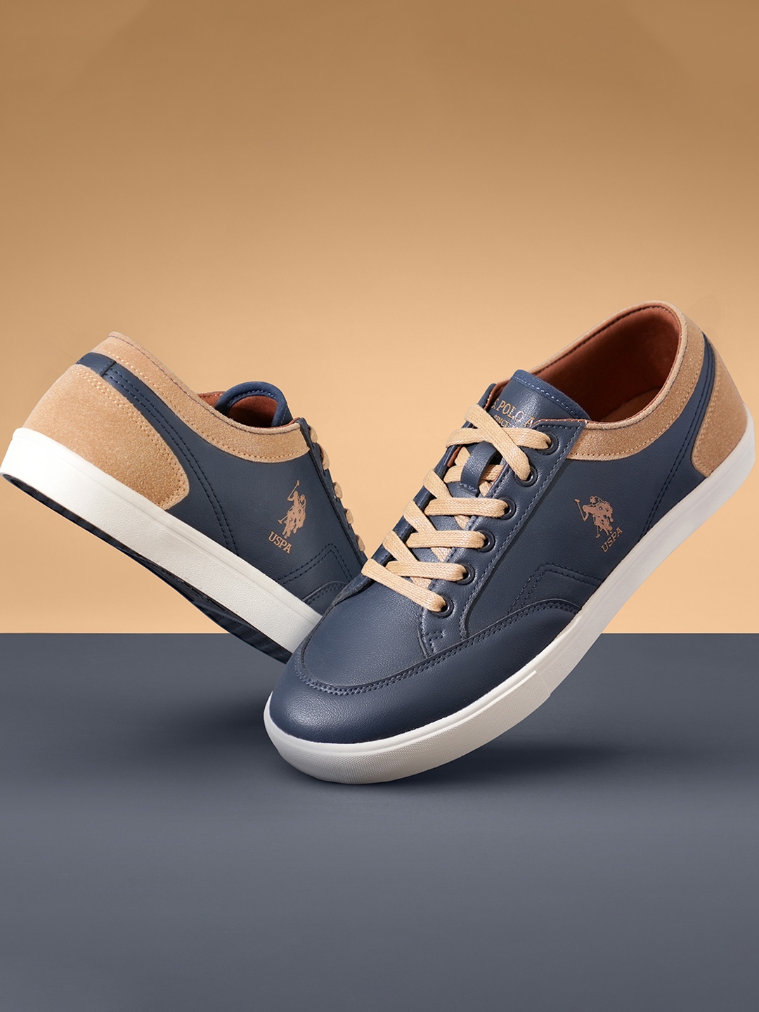 

U.S. Polo Assn. Men Monton Contrast Sole Sneakers, Navy blue