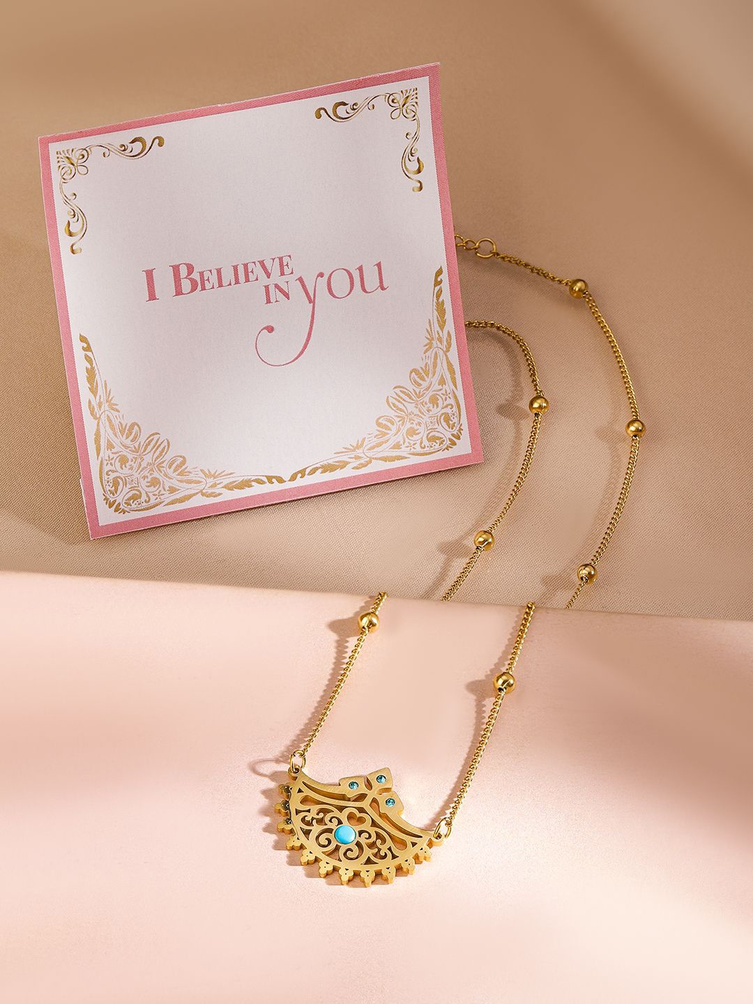 

Rubans Valentine's 18KT Gold-Plated Stainless-Steel Tarnish-Free Turquoise Necklace