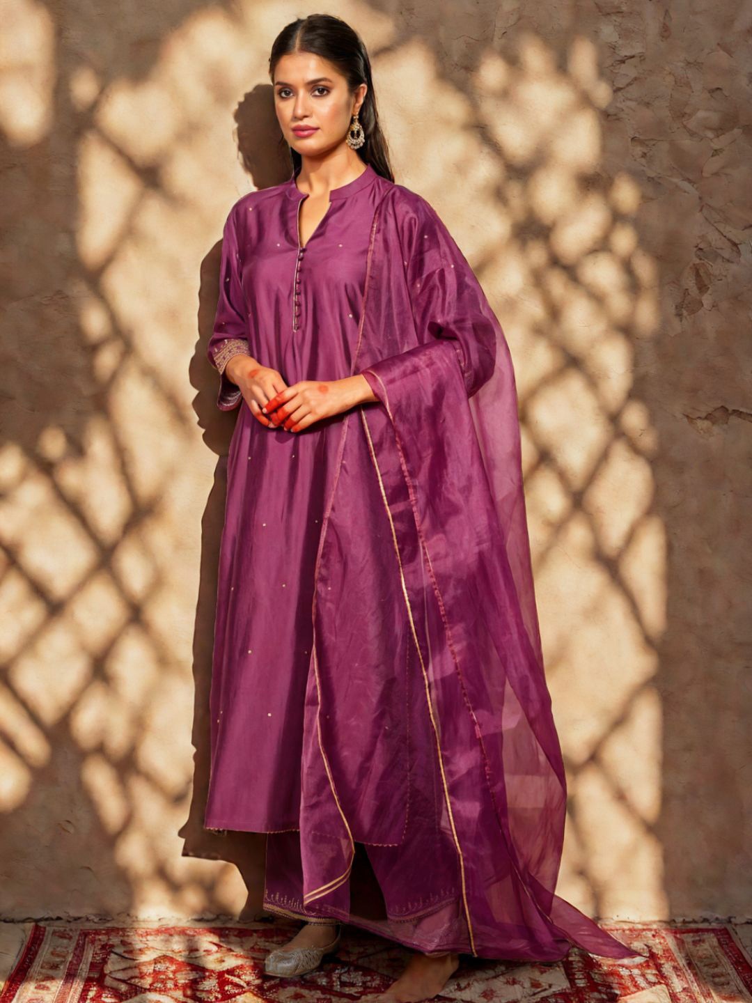 

Sangria Women Ethnic Kurta Set, Purple