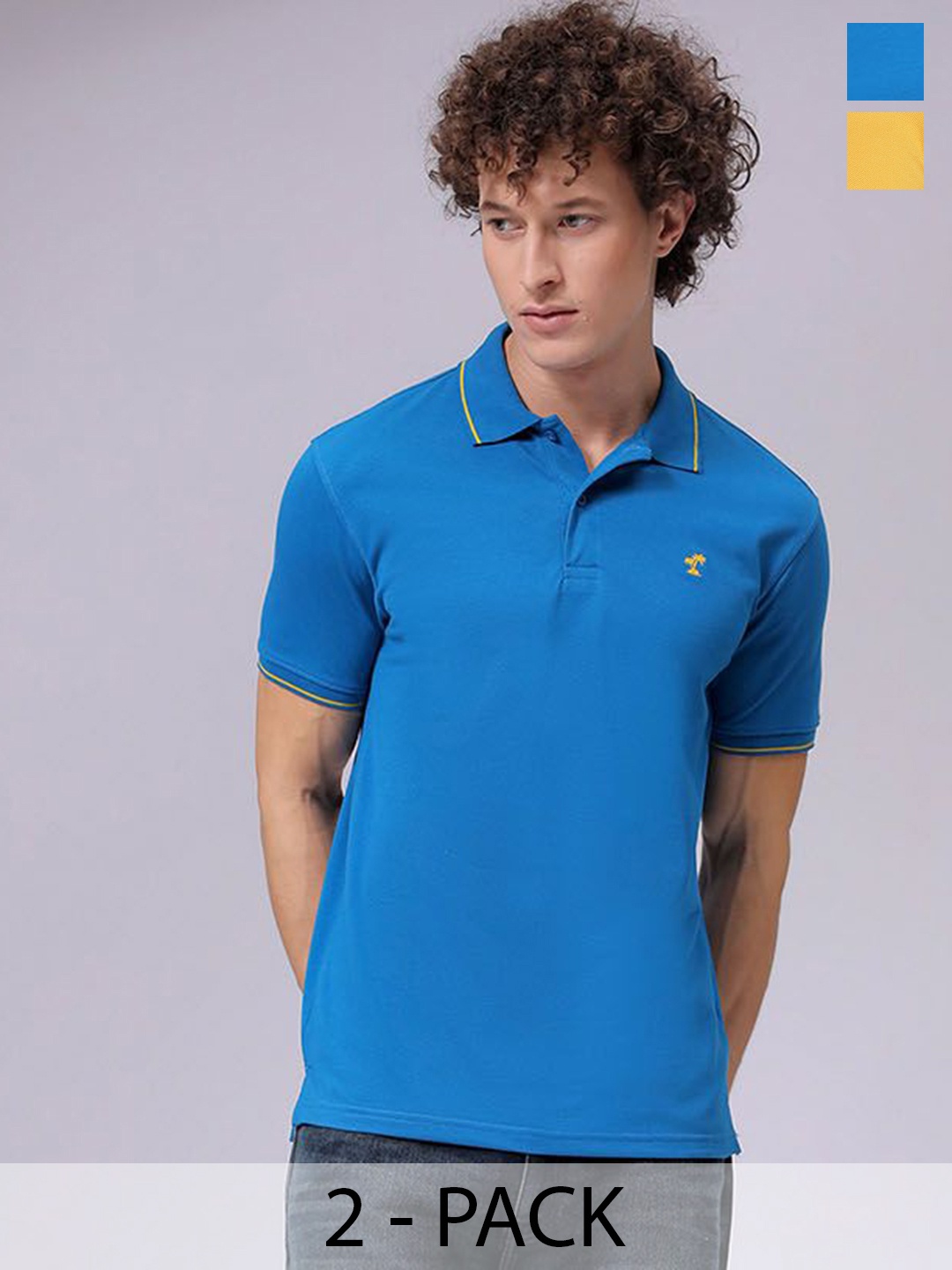 

The Indian Garage Co Men's Pack of 2 Polo Collar T-Shirt, Blue