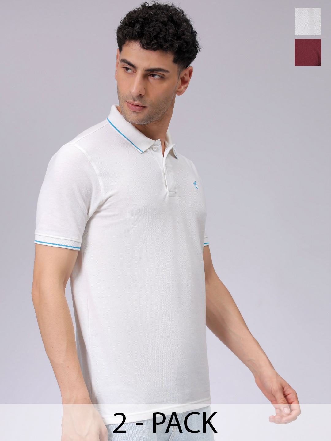 

The Indian Garage Co Men's Pack of 2 Polo Collar T-Shirt, White