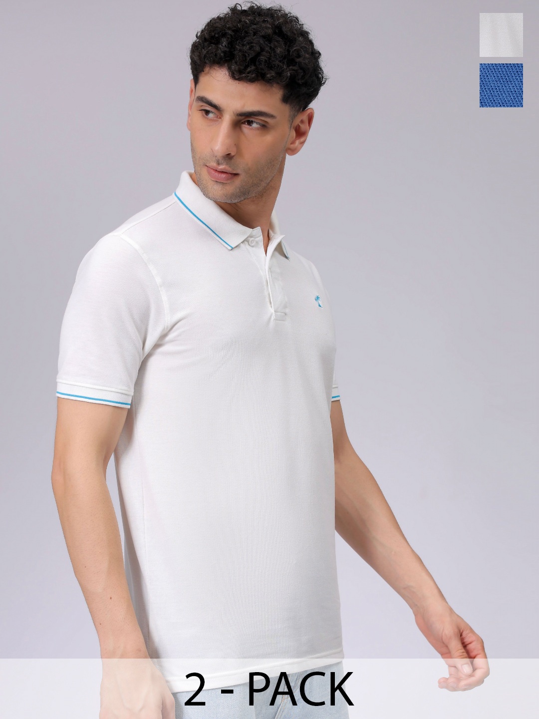 

The Indian Garage Co Men's Pack of 2 Polo Collar T-Shirt, White