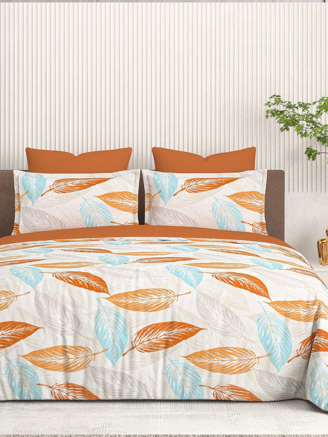 Cortina Glazed Cotton Yellow Paisley 140 TC King Bedsheet with 2 Pillow Covers