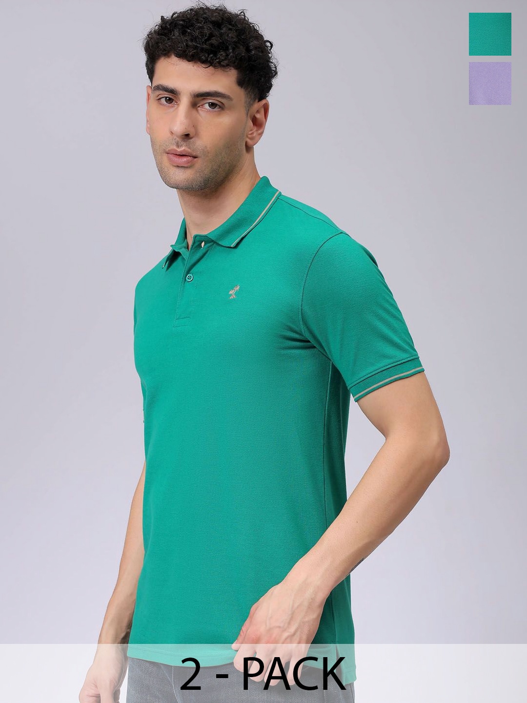 

The Indian Garage Co Men's Pack of 2 Polo Collar T-Shirt, Green