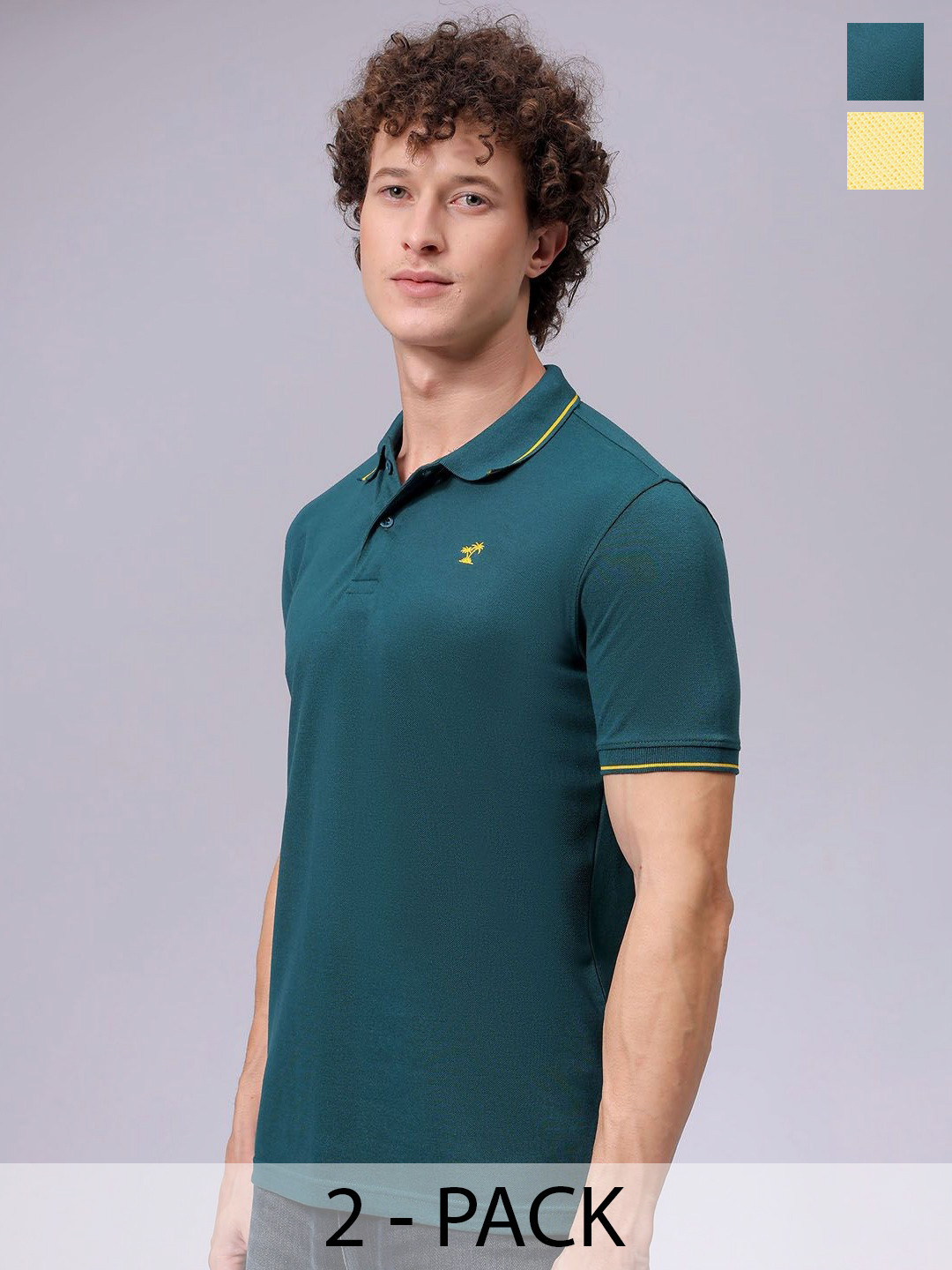 

The Indian Garage Co Men's Pack of 2 Polo Collar T-Shirt, Green