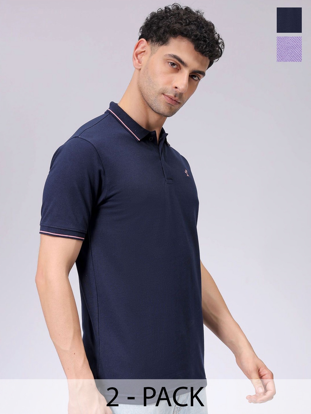 

The Indian Garage Co Men's Pack of 2 Polo Collar T-Shirt, Navy blue