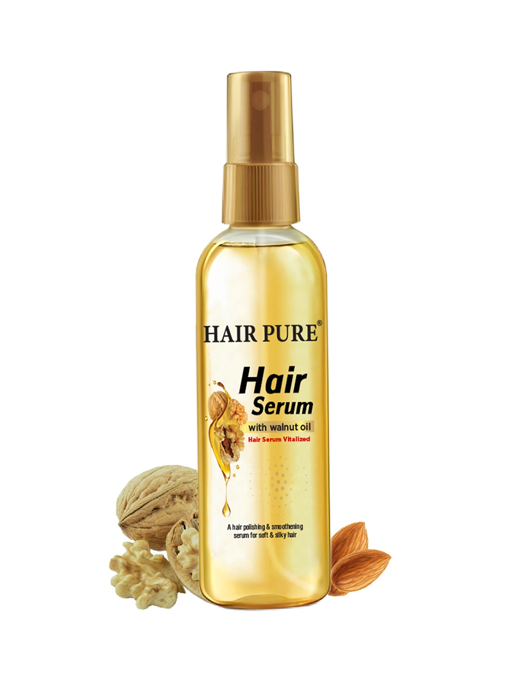 

Hair Pure Hair Serum With Walnut Oil For Frizz Control, Shine & Nourishment - 100 ml, Gold