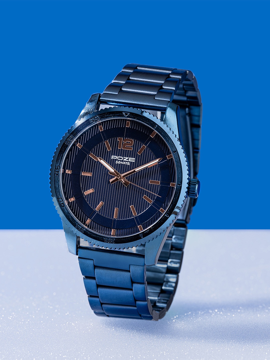 

Sonata Men Poze Analogue Bracelet Style Watch - SP70056QM01, Navy blue
