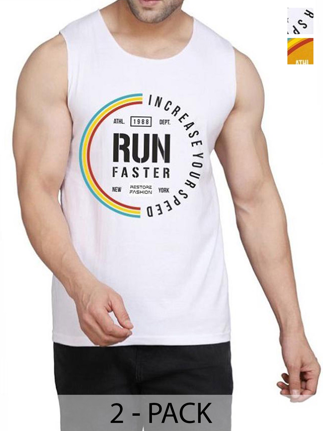 

Woostro Men Pack Of 2 Printed Cotton Gym Innerwear Vests, White