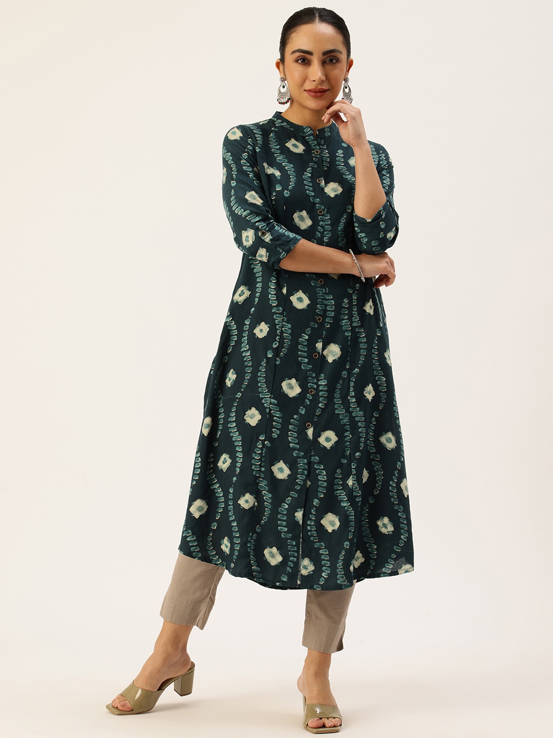 

AMUKTI Printed Pure Cotton Kurta, Navy blue