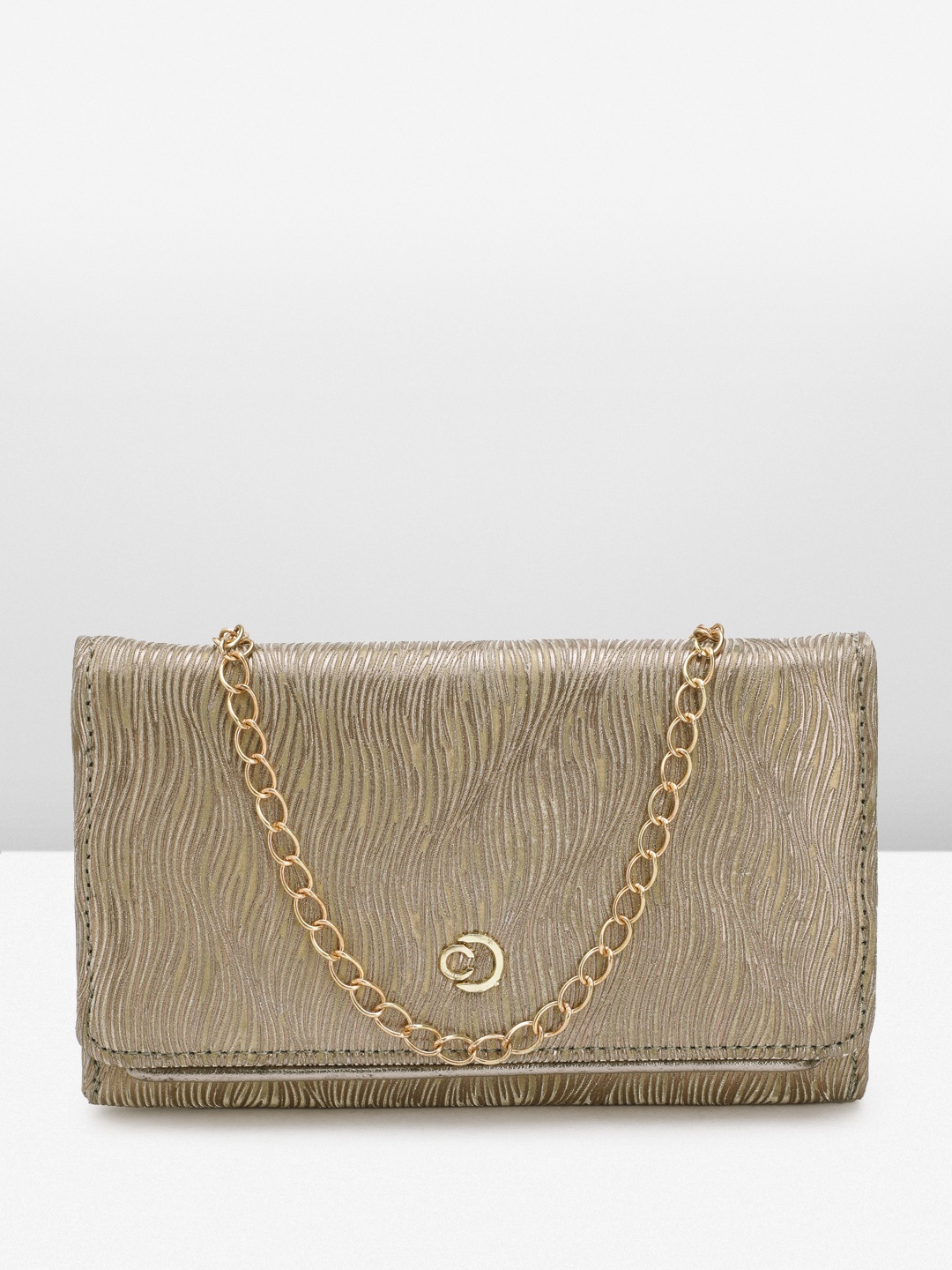 

Caprese Shimmer Textured Envelope Clutch, Gold