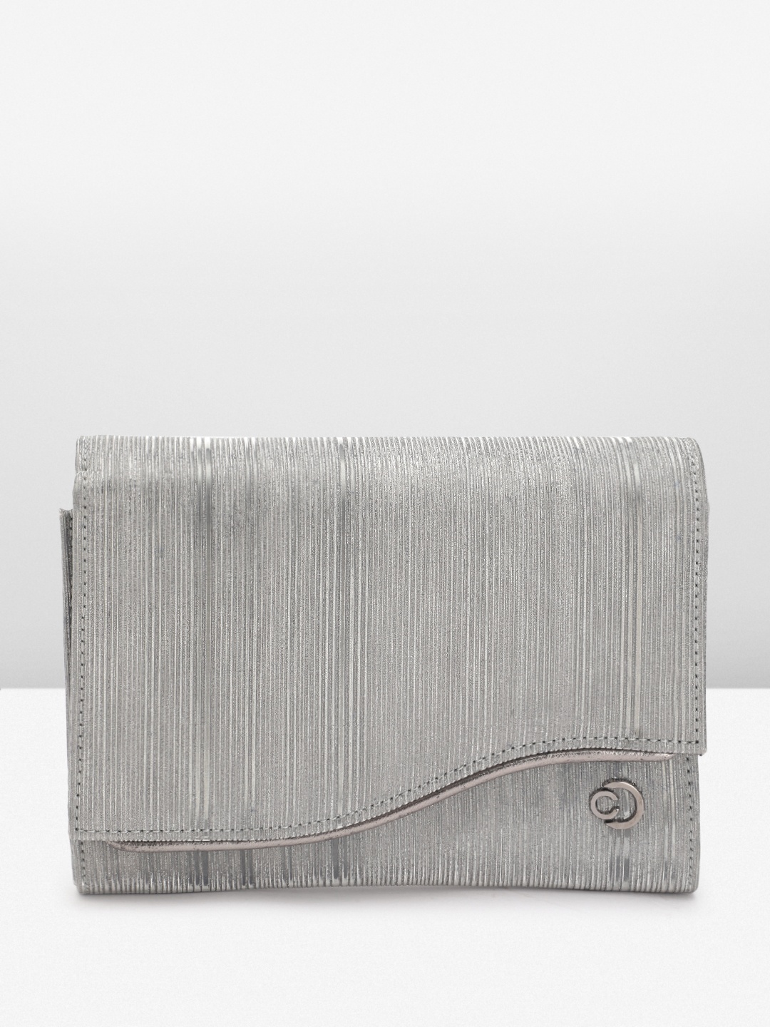 

Caprese Shimmer Textured Envelope Clutch, Silver