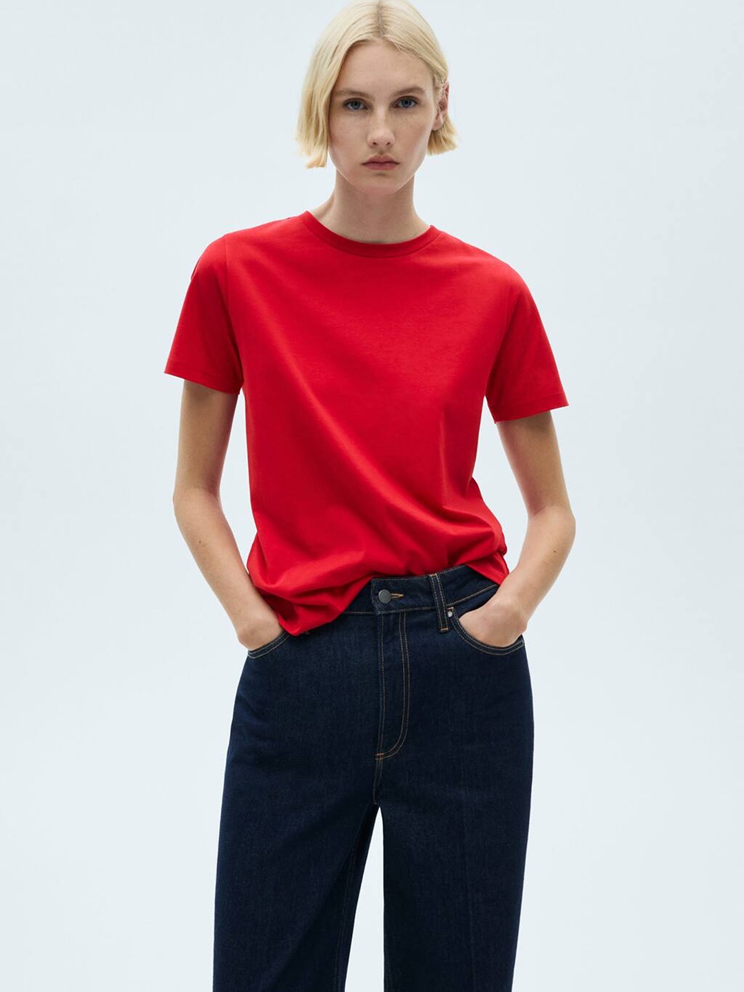 

MANGO Pure Cotton T-shirt, Red