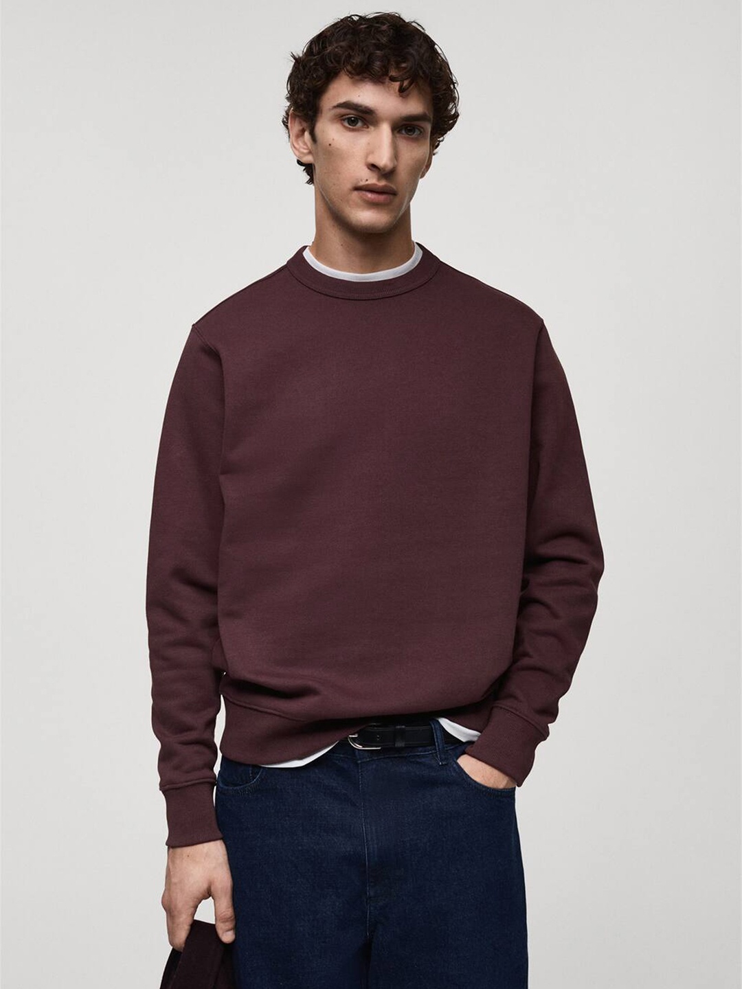 

MANGO MAN Round Neck Sweatshirt, Burgundy