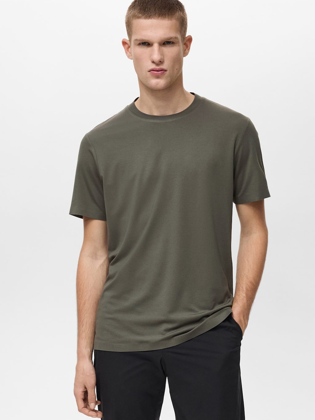 

MANGO MAN Slim Fit Comfort Stretch T-shirt, Brown