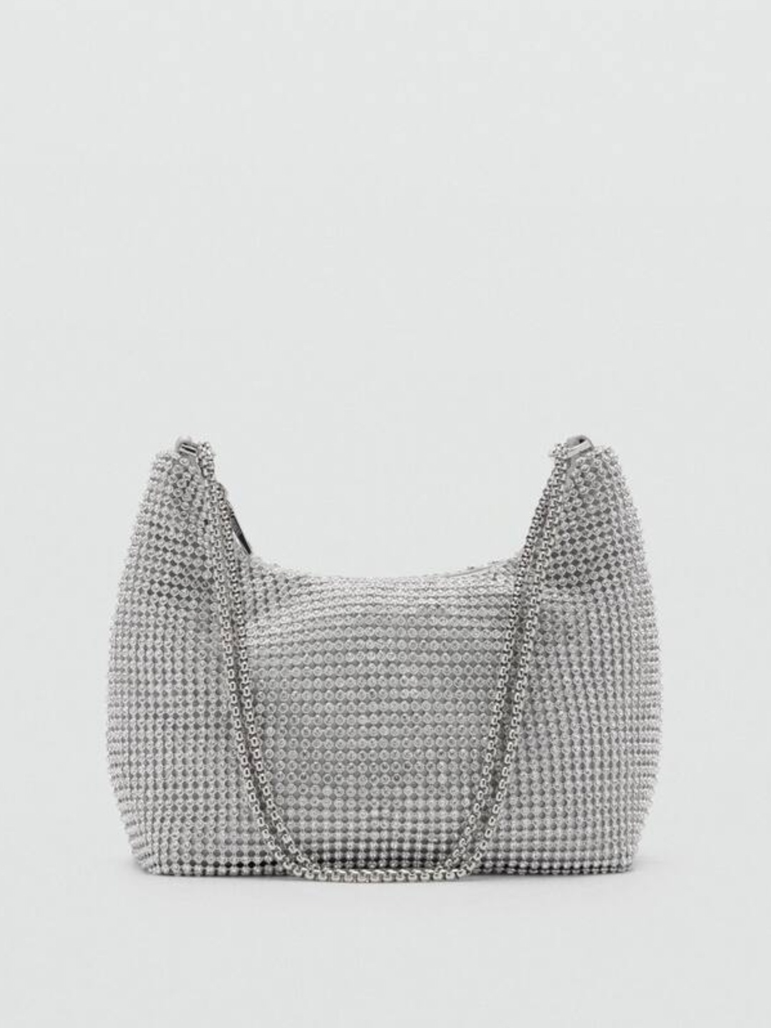 

MANGO Embellished Structured Shoulder Bag, Silver