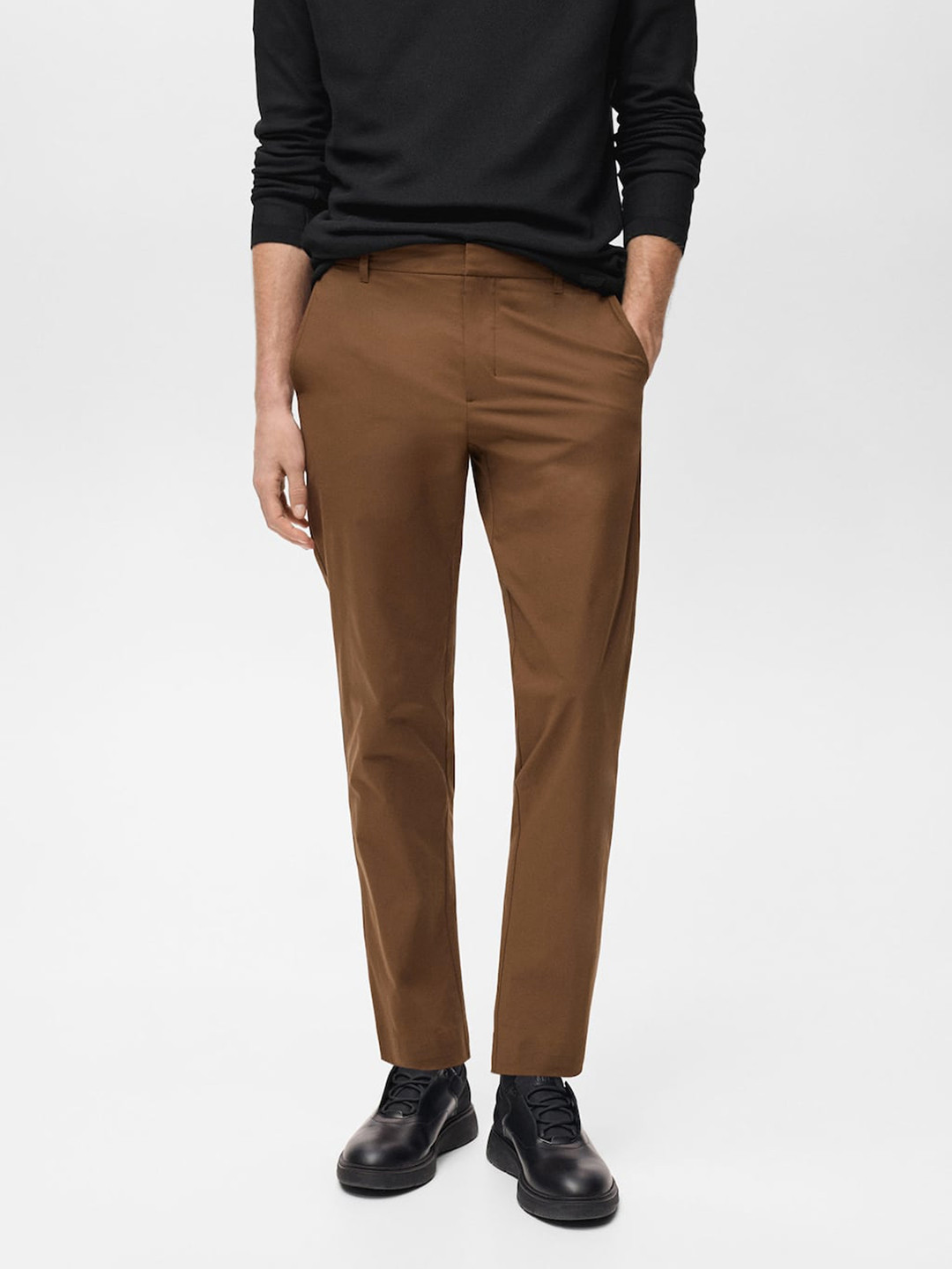 

MANGO MAN Slim Fit Thermoregulating Trousers, Brown
