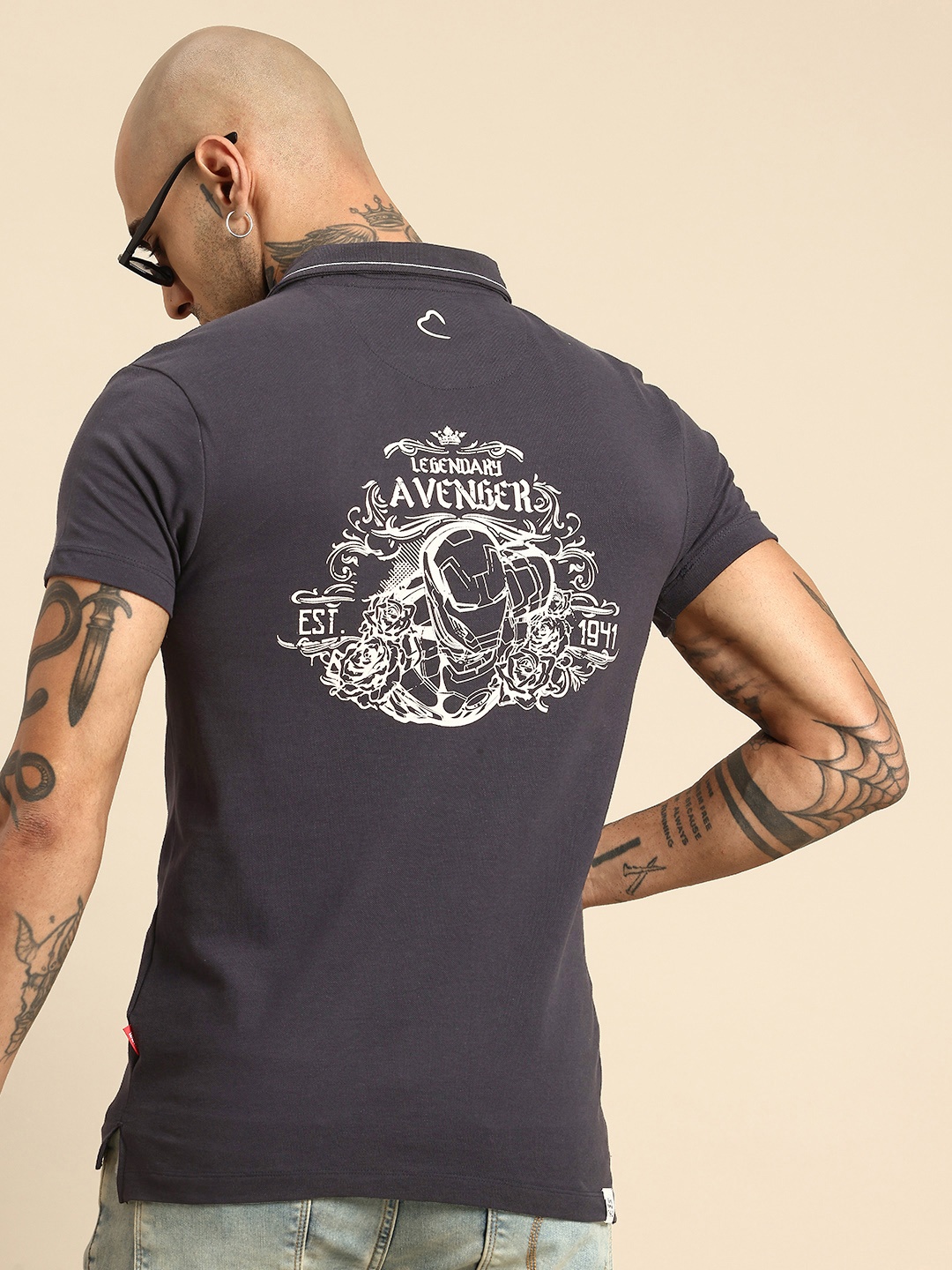 

Being Human Pure Cotton Iron Man Printed Pocket T-shirt, Charcoal