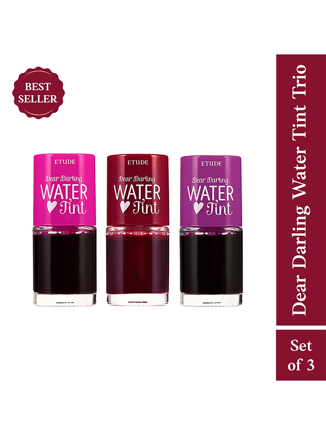 

ETUDE Set of 3 Dear Darling Water Trio Box Lip Tints - 27ml, Red