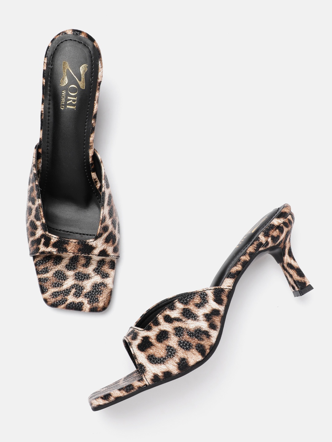 

ZORI WORLD Animal Printed Party Slim Heeled Sandals, Brown