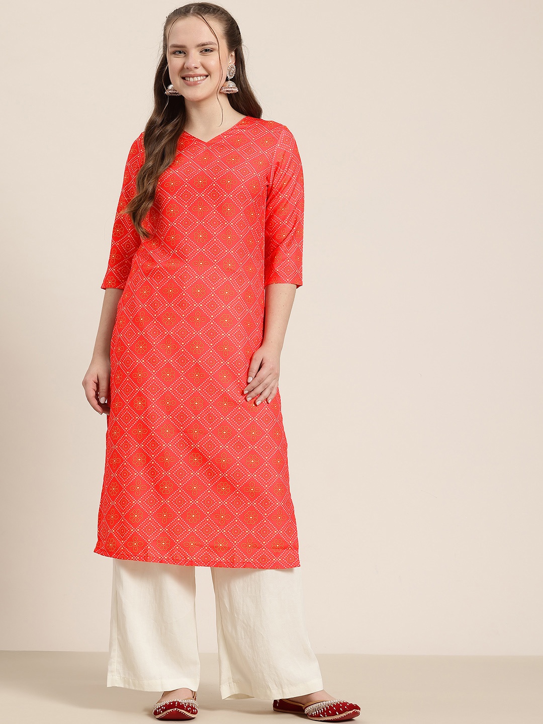 

HERE&NOW Bandhani Printed Kurta, Orange