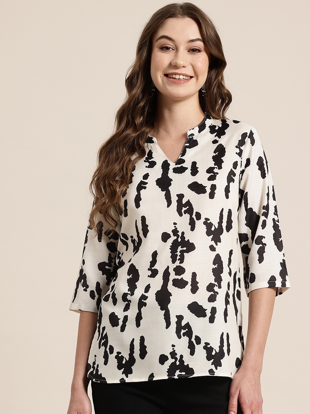 

HERE&NOW Abstract Printed Kurti, Off white