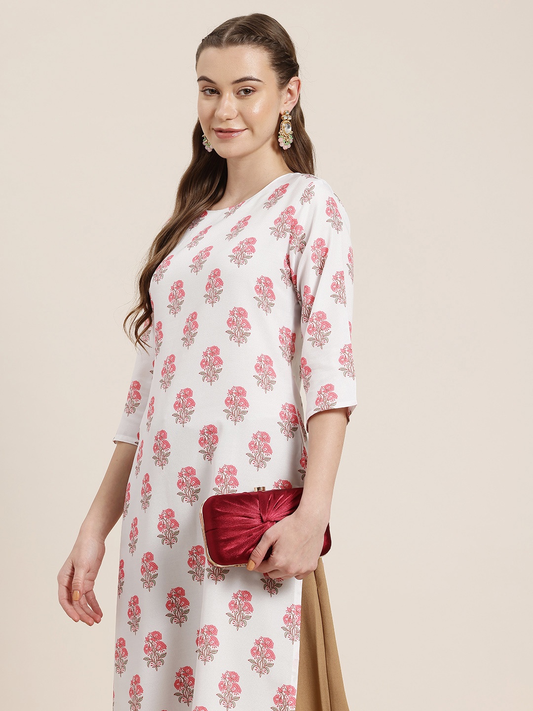 

HERE&NOW Ethnic Motifs Print Straight Kurta, White