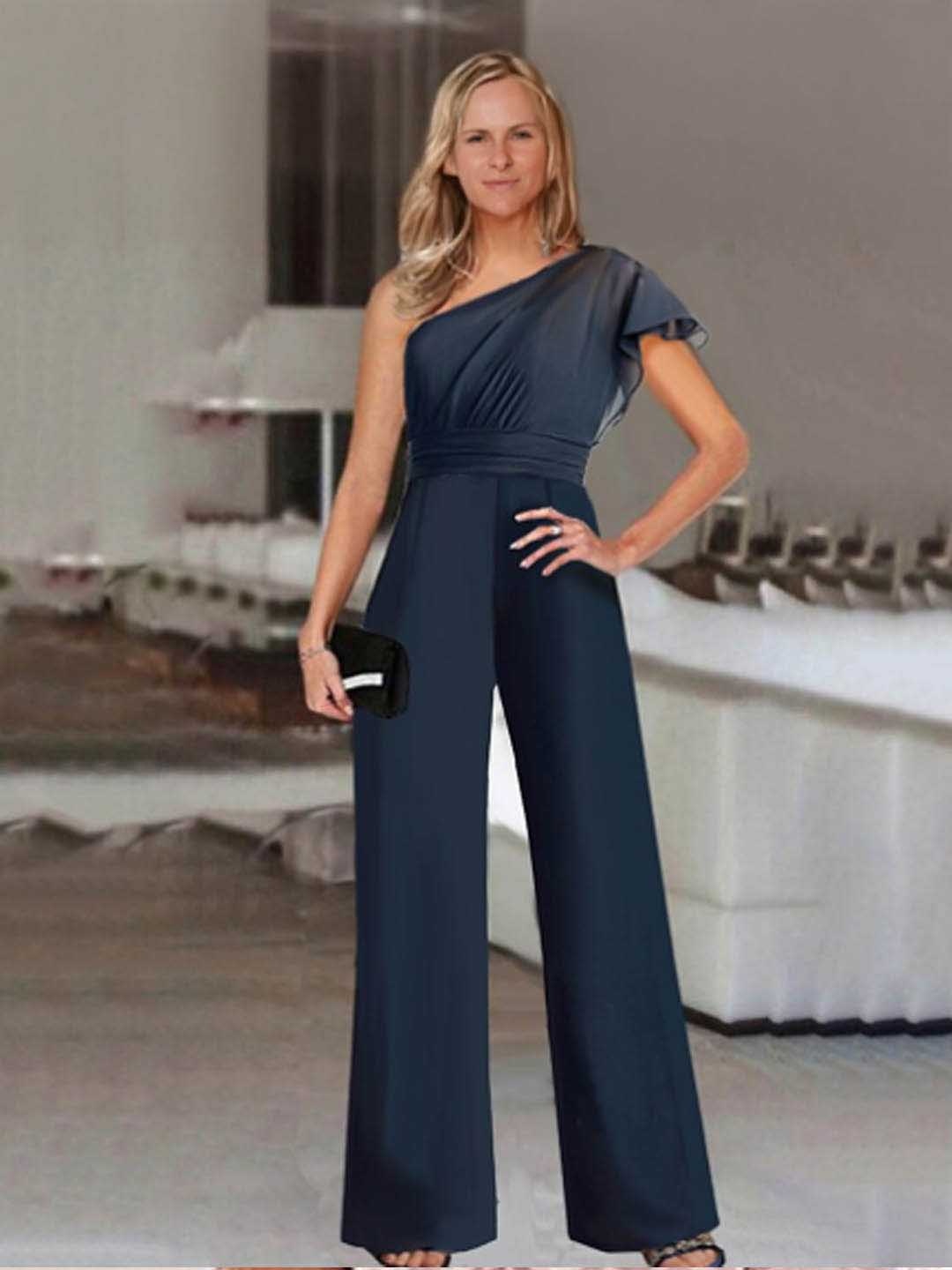 

StyleCast Women One Shoulder Basic Jumpsuit, Blue