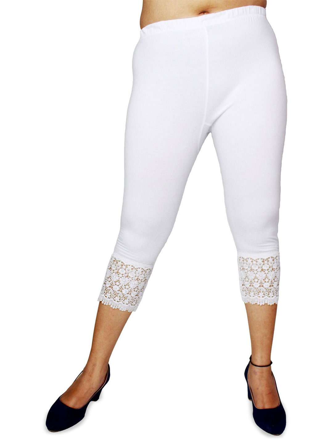 

PINK SHELL Women Cotton Mid-Rise Capris, White