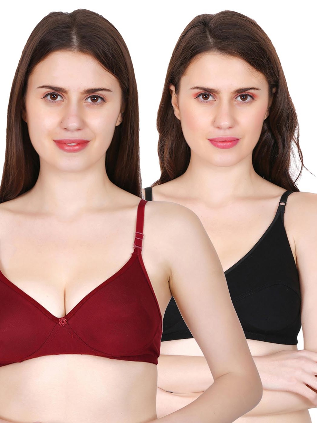 

chia fashions Cotton Pack Of 2 Non-Padded Lingerie Set, Maroon