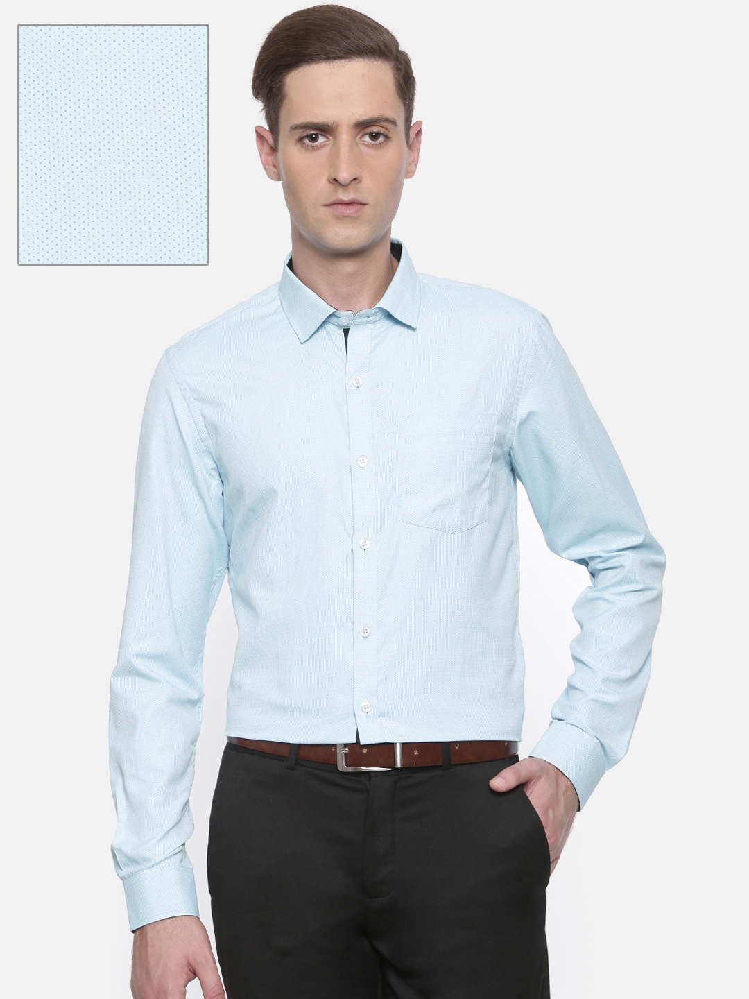 

Excalibur Men Blue Contemporary Slim Fit Self-Design Formal Shirt