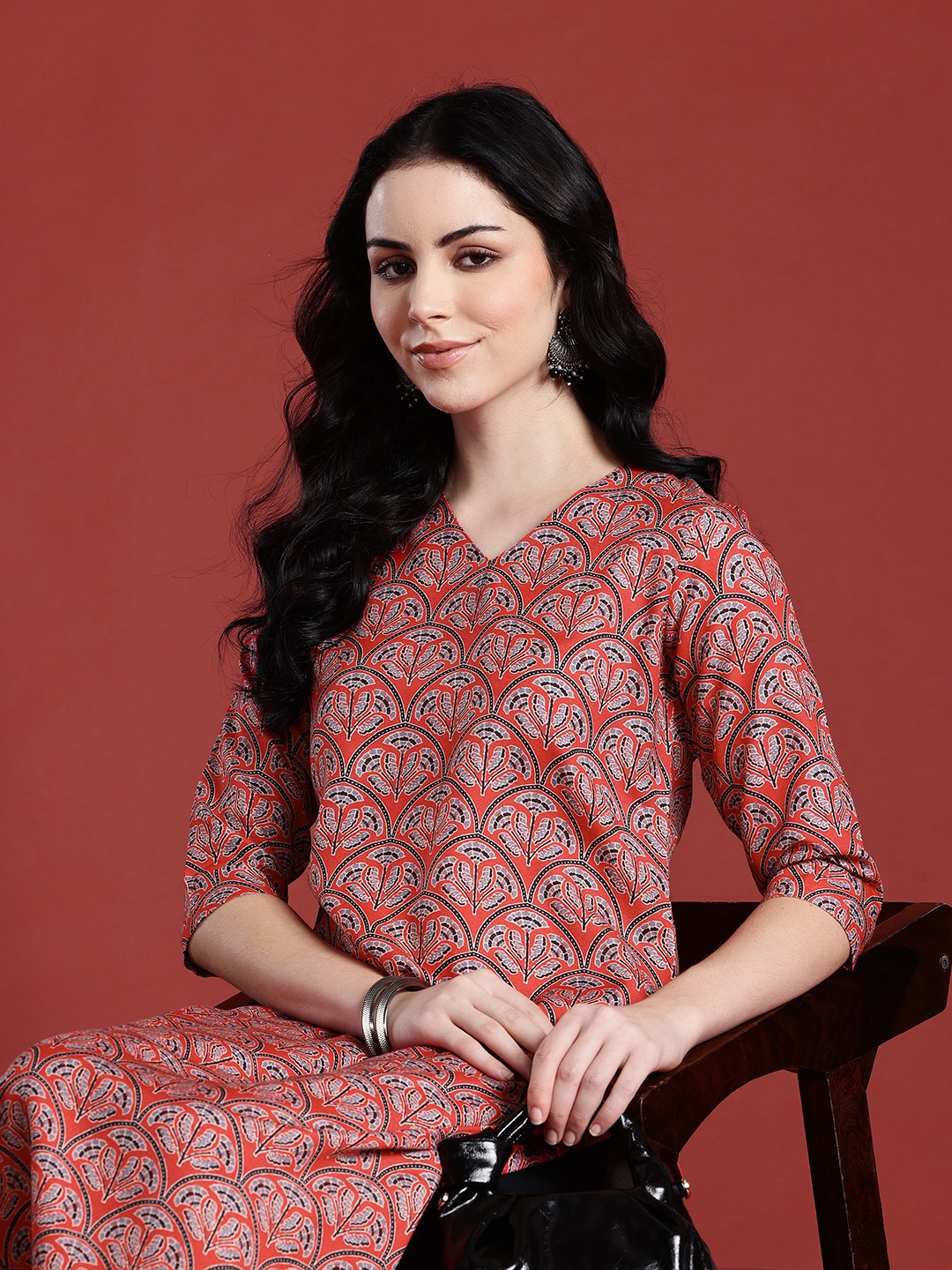 

Anouk Ethnic Motifs Print Kurta, Red