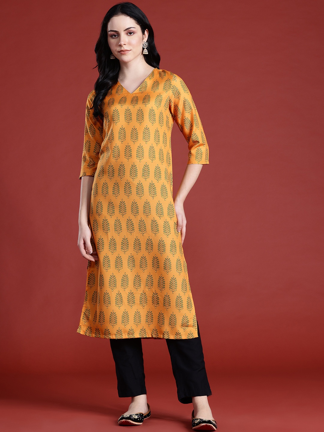 

Anouk Ethnic Motifs Printed Kurta, Yellow