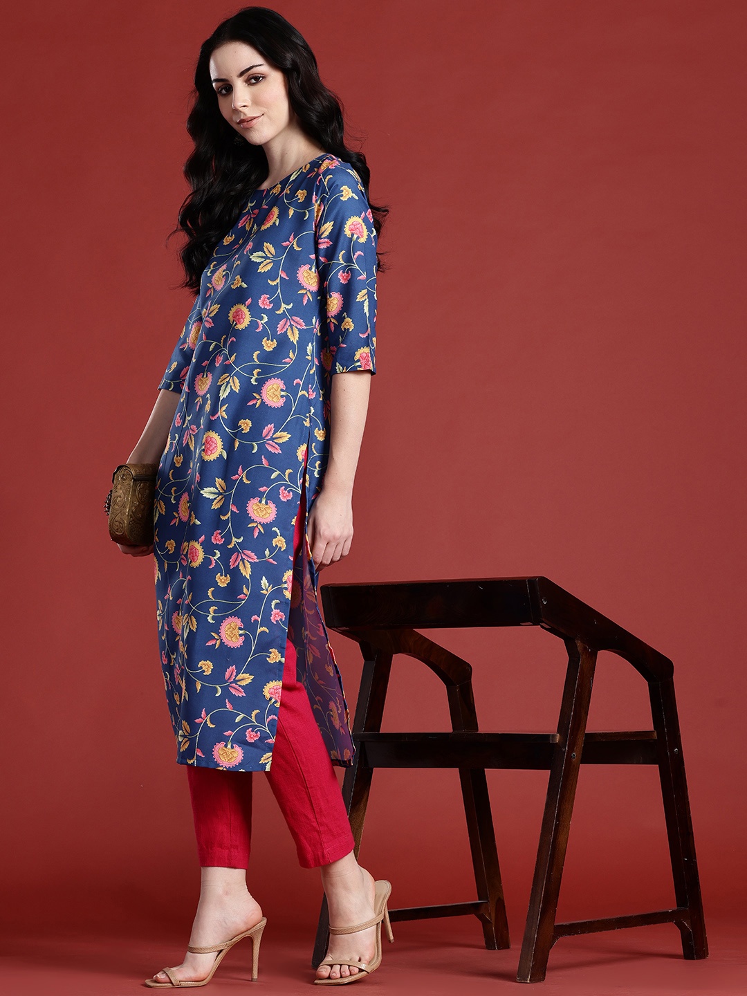 

Anouk Women Floral Printed Kurta, Blue