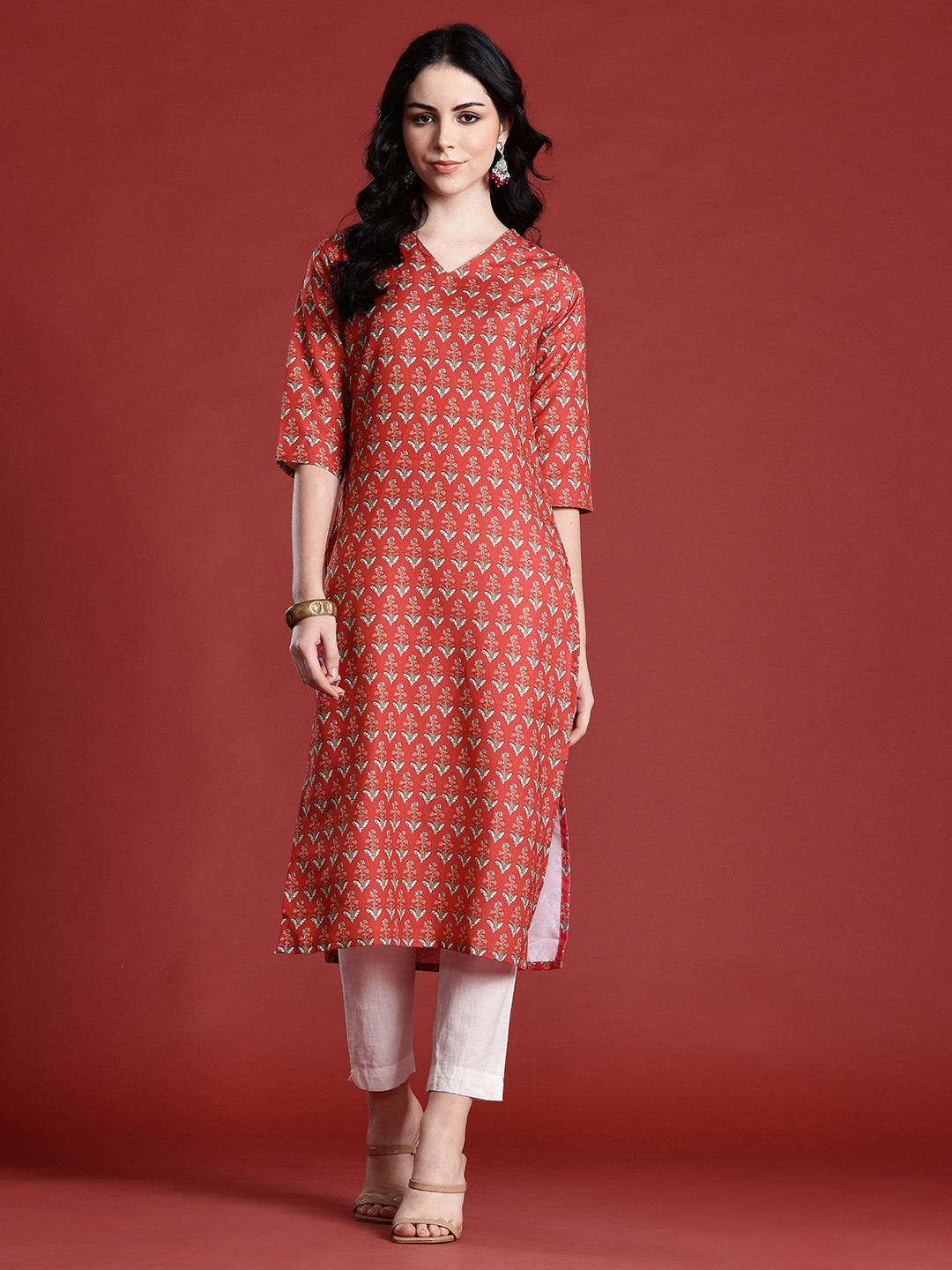 

Anouk Women Floral Printed Kurta, Red