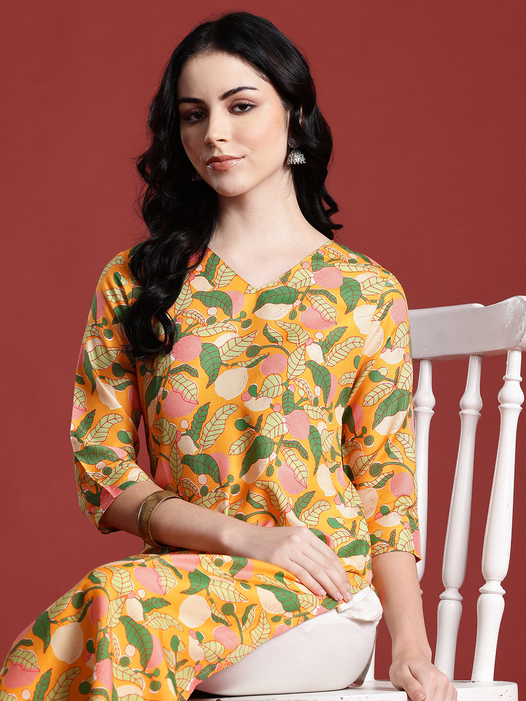 

Anouk Women Floral Printed Kurta, Orange