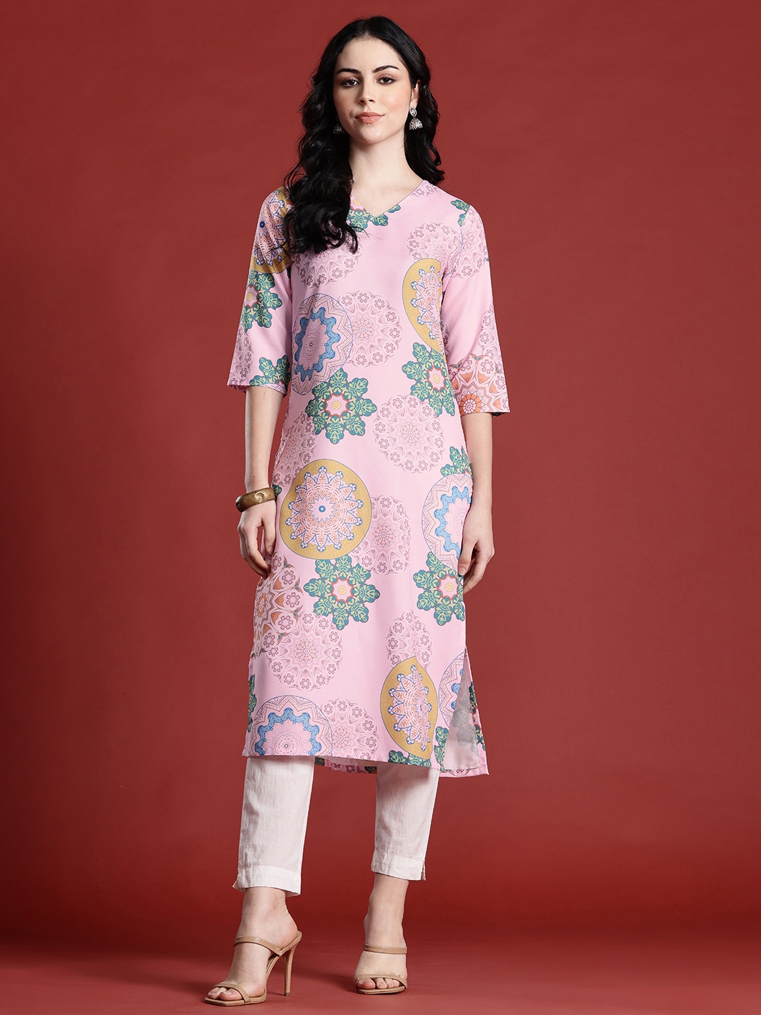 

Anouk Women Floral Printed Kurta, Pink