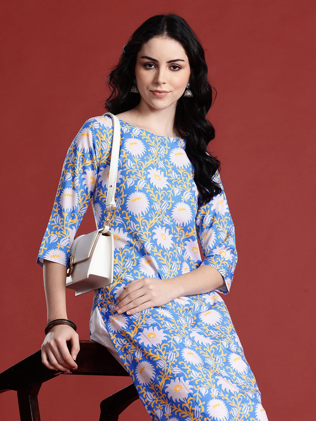 

Anouk Women Floral Printed Kurta, Blue