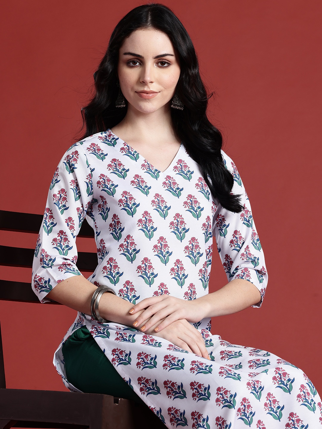 

Anouk Women Floral Printed Kurta, White