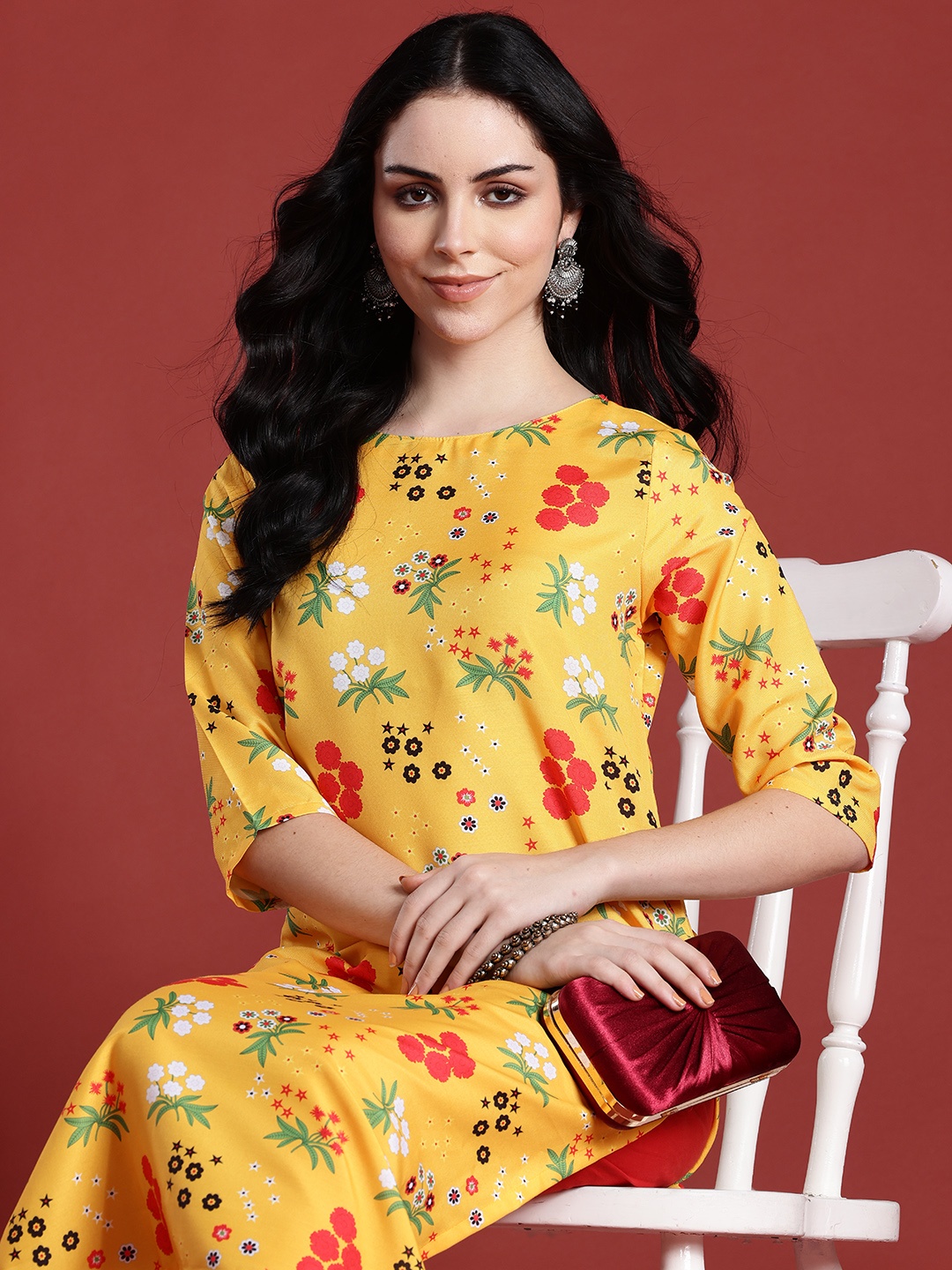 

Anouk Women Floral Printed Kurta, Yellow