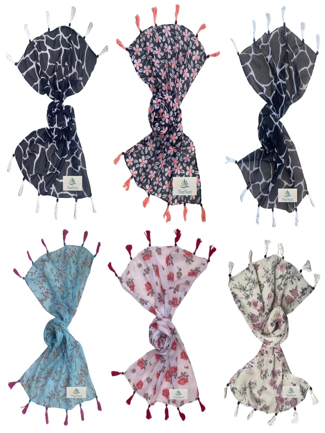 

NarNari Women Printed Scarf, Blue